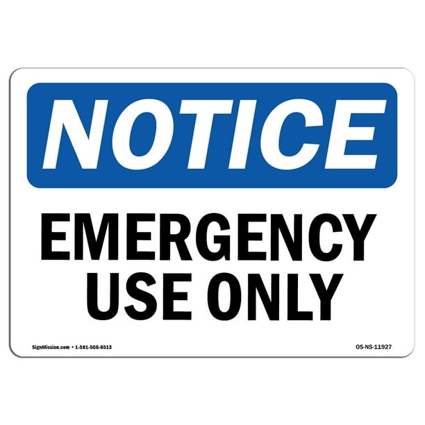 Construction Site OSHA Emergency Sign Rigid Plastic Sign  Made in The USA Oxygen Warehouse & Shop Area Protect Your Business 